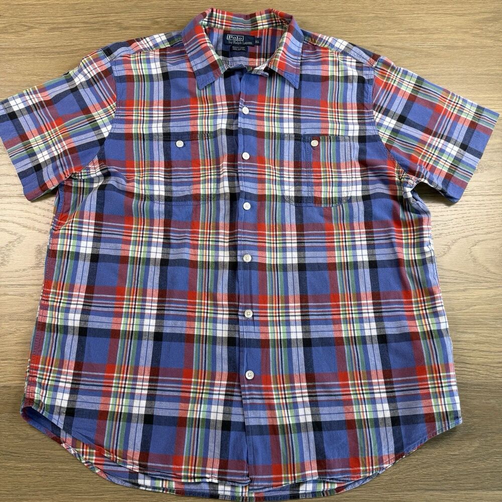 Vintage Polo Ralph Lauren Shirt Men XL Beach Camp Plaid Loop Preppy Y2K